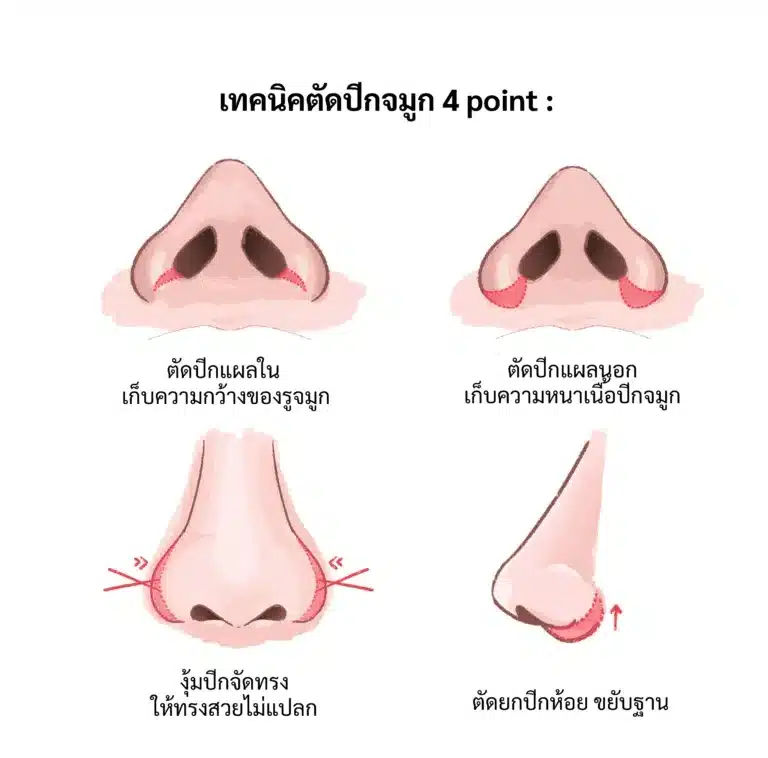 เทคนิคตัดปีกจมูก 4 point